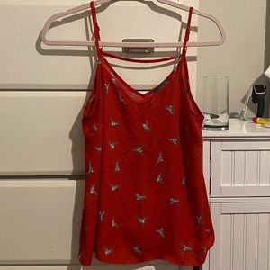 Red Bird Print Tank Blouse